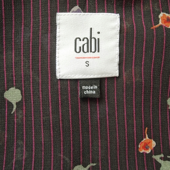 Cabi Pinstripe Front Ruffle Floral Flowy Cami - Picture 8 of 11